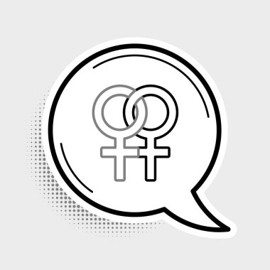 Gri arkaplanda çizgi kadın cinsiyet simgesi izole edildi. Venüs sembolü. Bir kadın ya da organizmanın sembolü. Renkli taslak konsepti. Vektör.