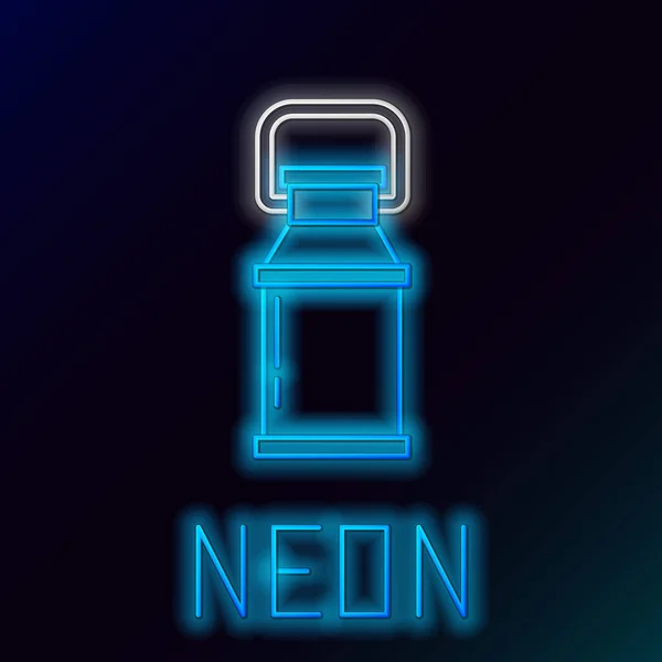 Ragyogó Neon Vonal Konténer Tej Ikon Izolált Fekete Alapon Színes — Stock Vector