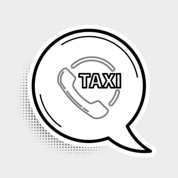 Line Taxi Call Telephone Service Icon Isolated Grey Background Taxi — Stock Vector