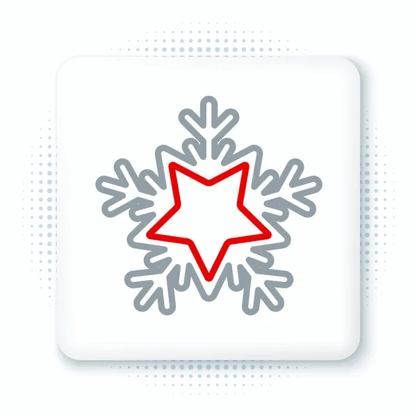 Linea Icona Fiocco Neve Isolato Sfondo Bianco Buon Natale Felice — Vettoriale Stock
