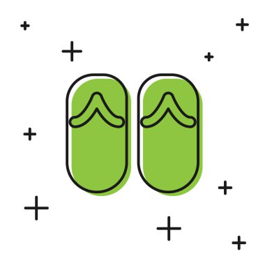 Siyah Terlik simgesi beyaz arkaplanda izole edildi. Plaj terlikleri tabelası. Vektör.