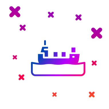 Renkli petrol tankeri simgesi beyaz arkaplanda izole edildi. Kademeli rastgele dinamik şekiller. Vektör.