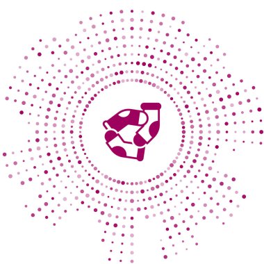 Mor Çorap simgesi beyaz arkaplanda izole edildi. Soyut çember rastgele noktalar. Vektör.