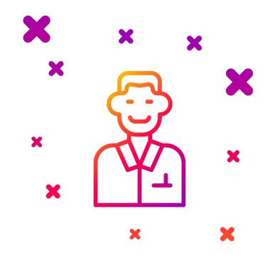 Renk çizgisi simgesi beyaz arkaplanda izole edildi. İşadamı hisse senedi ticareti yapıyor. Kademeli rastgele dinamik şekiller. Vektör.