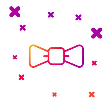 Beyaz arkaplanda renk çizgisi papyon simgesi izole edildi. Kademeli rastgele dinamik şekiller. Vektör.