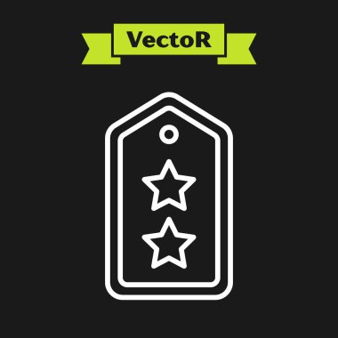 Beyaz çizgi askeri rütbe simgesi siyah arka planda izole edildi. Askeri rozet işareti. Vektör.