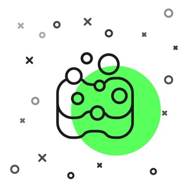 Siyah çizgi Sünger simgesi beyaz arkaplanda izole edildi. Bulaşık yıkamak için bir tutam Bast. Temizlik hizmeti konsepti. Vektör.