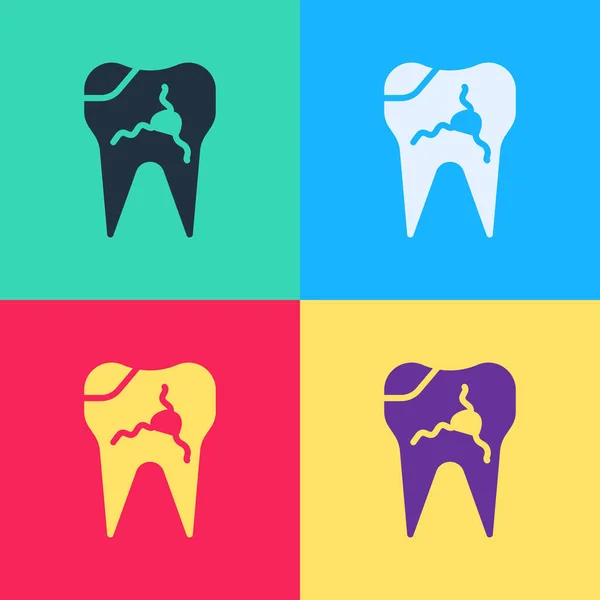 Pop Art Złamany Ząb Ikona Izolowane Tle Koloru Ikona Problemów — Wektor stockowy