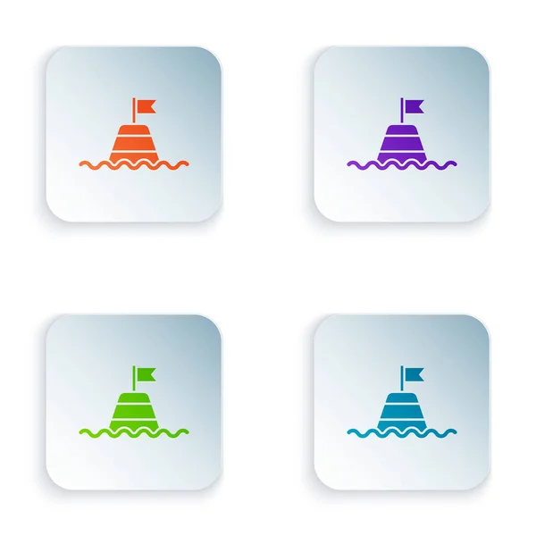 Color Boya Flotante Icono Del Mar Aislado Sobre Fondo Blanco — Vector de stock