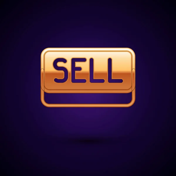 Χρυσό Κουμπί Πώληση Εικονίδιο Απομονώνονται Μαύρο Φόντο Χρηματοοικονομική Και Χρηματιστηριακή — Διανυσματικό Αρχείο