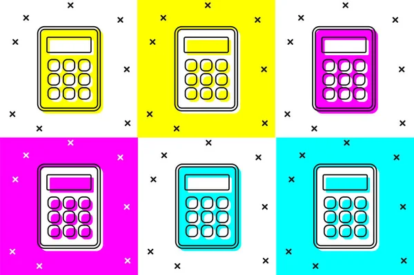 Ställ Calculator Ikon Isolerad Färg Bakgrund Bokföringssymbol Beräkningar Matematik Utbildning — Stock vektor