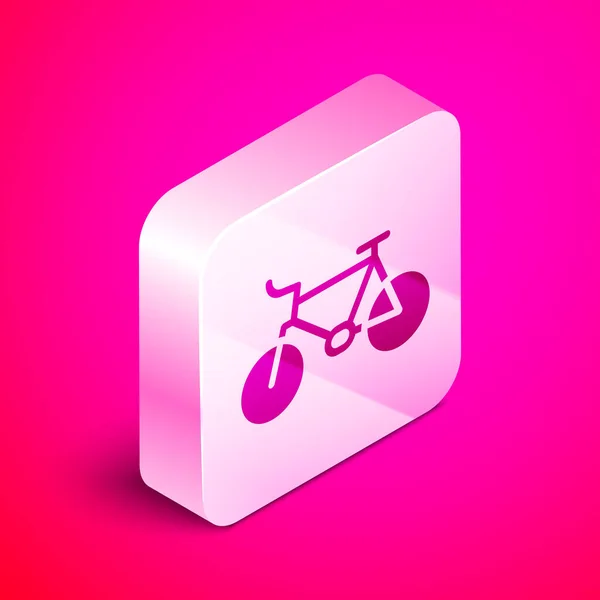 Isometrisk Cykel Ikon Isolerad Rosa Bakgrund Cykeltävling Extrem Sport Sportutrustning — Stock vektor