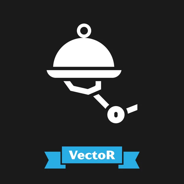 Robot Camarero Blanco Con Icono Placa Cubierta Aislado Sobre Fondo — Vector de stock