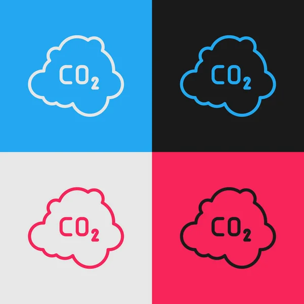 Pop Art Ligne Émissions Co2 Dans Icône Nuage Isolé Sur — Image vectorielle