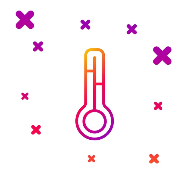 Línea Color Termómetro Meteorología Icono Medición Aislado Sobre Fondo Blanco — Archivo Imágenes Vectoriales