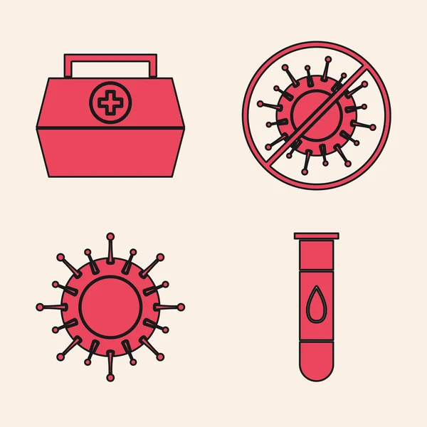 Ställ Blodprov Och Virus Första Hjälpen Kit Stoppa Virus Och — Stock vektor