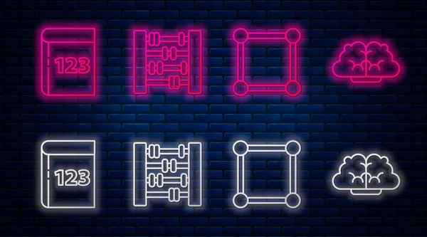 Çizgi çizelgesi, çizelgesi, çizelgesi, diyagramı, test ya da sınav kağıdıyla çizelgesi, çizelgesi, çizelgesi, çizelgesi, çizelgesi, çizelgesi, çizelgesi, çizelgesi ayarlayın. Tuğla duvarda parlayan neon simgesi. Vektör.