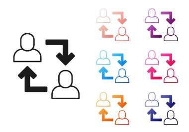 Siyah Proje ekip taban simgesi beyaz arkaplanda izole edildi. İş analizi ve planlama, danışmanlık, takım çalışması, proje yönetimi. Simgeleri renklendirin. Vektör.