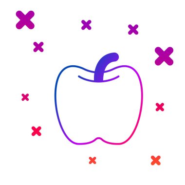 Renkli Elma simgesi beyaz arkaplanda izole edildi. Fazla kilolu. Sağlıklı diyet menüsü. Fitness diyeti elması. Kademeli rastgele dinamik şekiller. Vektör.