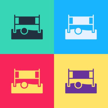 Pop Art Voleybol Ağı 'nın renkli arka planında top ikonu var. Vektör.