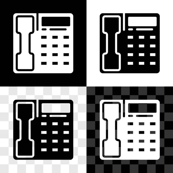 Set Teléfono Icono Del Teléfono Aislado Blanco Negro Fondo Transparente — Vector de stock