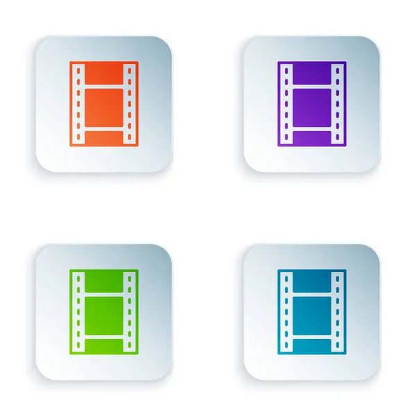 Color Play Video Icon Isoliert Auf Weißem Hintergrund Filmstreifenschild Setzen — Stockvektor