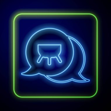 Parlayan neon Udder simgesi mavi arkaplanda izole edildi. Vektör.