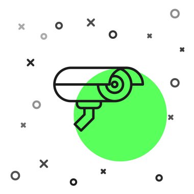 Siyah çizgi güvenlik kamerası simgesi beyaz arkaplanda izole edildi. Vektör.