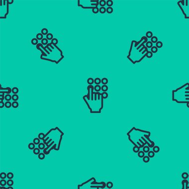 Mavi hat parola koruması ve güvenlik erişim simgesi yeşil arka planda izole edilmiş kusursuz desen. Güvenlik, güvenlik, koruma, gizlilik kavramı. Vektör.