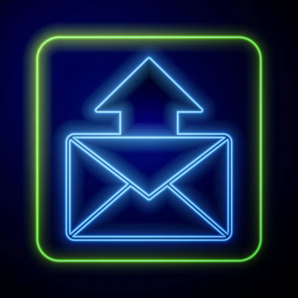 Ragyogó Neon Mail Mail Ikon Elszigetelt Kék Alapon Boríték Szimbólum — Stock Vector