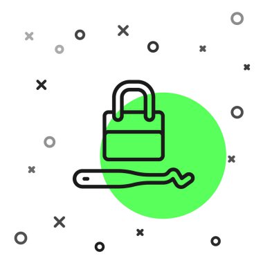 Siyah çizgili maymuncuklar ya da maymuncuklar beyaz arkaplanda izole edilmiş kilit açma simgesi. Vektör.