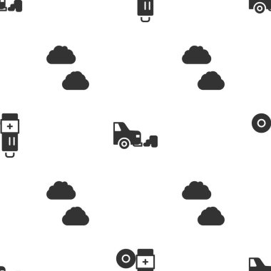 Bataryayı, araba egzozunu ve Bulut 'u kusursuz şekilde ayarlayın. Vektör.