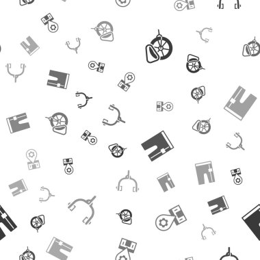 Bisiklet parkını, tamir servisini, bisiklet şortunu ve fren kalibrelerini sorunsuz bir şekilde ayarlayın. Vektör.