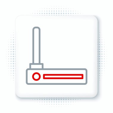 Hat Yönlendirici ve Wi-Fi sinyal simgesi beyaz arkaplanda izole edildi. Kablosuz ethernet modem yönlendirici. Bilgisayar teknolojisi interneti. Renkli taslak konsepti. Vektör.