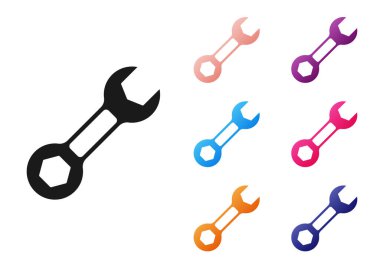 Beyaz arkaplanda siyah anahtarlı simge izole edildi. Simgeleri renklendirin. Vektör.