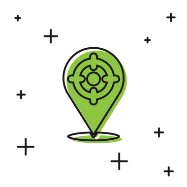 Siyah Hedef spor simgesi beyaz arkaplanda izole edildi. Atış mesafesi ya da atış mesafesi için sayıları olan temiz bir hedef. Vektör.