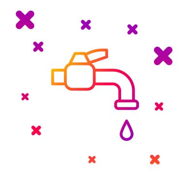 Renk çizgisi Su musluğu simgesi beyaz arkaplanda izole edildi. Kademeli rastgele dinamik şekiller. Vektör İllüstrasyonu.