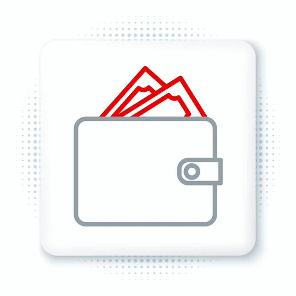 Portefeuille Ligne Avec Piles Argent Papier Icône Trésorerie Isolé Sur — Image vectorielle