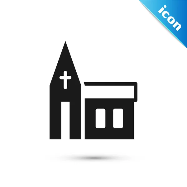 Grey Church Building Icon Isolated White Background Christian Church Religion — Stock Vector