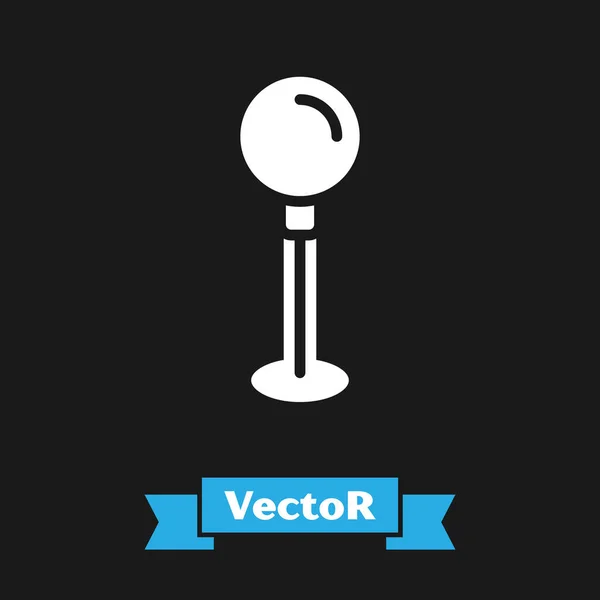 Icono Blanco Push Pin Aislado Sobre Fondo Negro Signo Chinchetas — Vector de stock