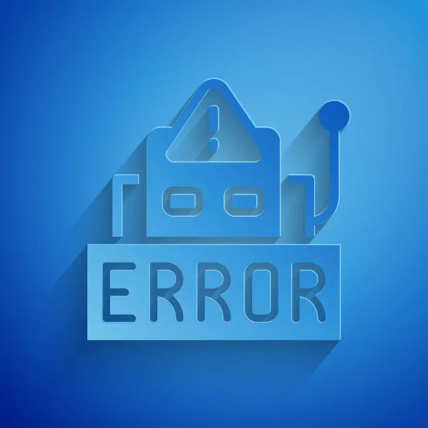 Corte Papel Erro Programa Operação Ícone Robô Isolado Fundo Azul —  Vetores de Stock