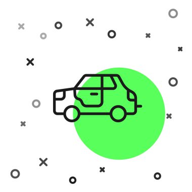 Siyah çizgi araba simgesi beyaz arkaplanda izole edildi. Vektör.