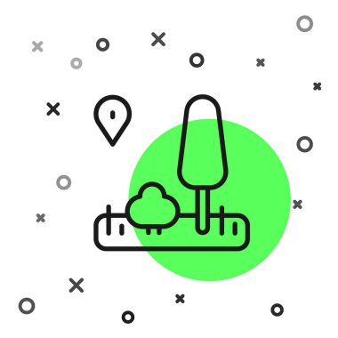 Şehir haritası yön bulma simgesinin siyah çizgi bilgileri beyaz arkaplanda izole edildi. Mobil Uygulama Arayüzü tasarımı. Coğrafi konsept. Vektör.