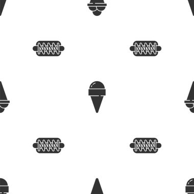 Dondurmayı waffle külahına koy ve Hotdog sandviçini de dikişsiz yap. Vektör