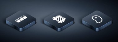 Isometric Suşi, Biftek ve Sandviç ikonu hazırla. Vektör