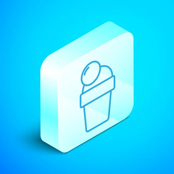 Isometric Line Ice Cream Icon Isolated Blue Background Sweet Symbol — Stock Vector