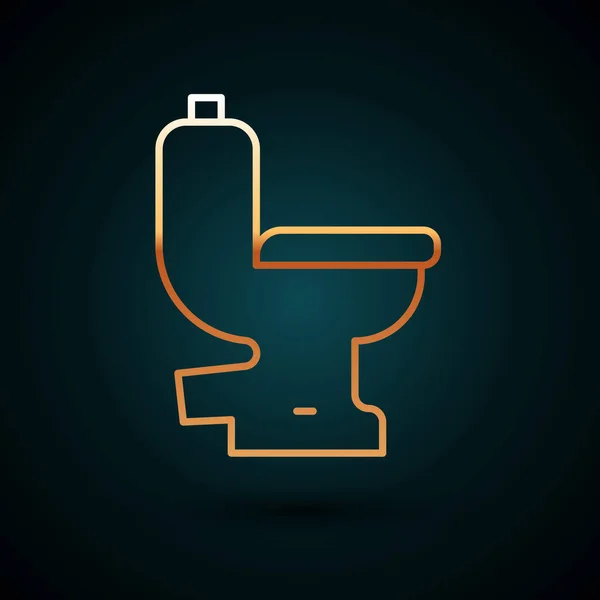 Gouden Lijn Toiletpot Pictogram Geïsoleerd Donkerblauwe Achtergrond Vector — Stockvector