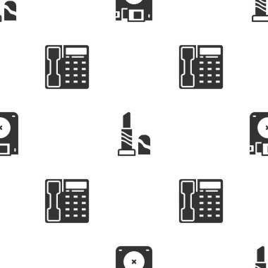 Disket diski, ruj ve telefon ahizesini pürüzsüz bir şablona ayarla. Vektör