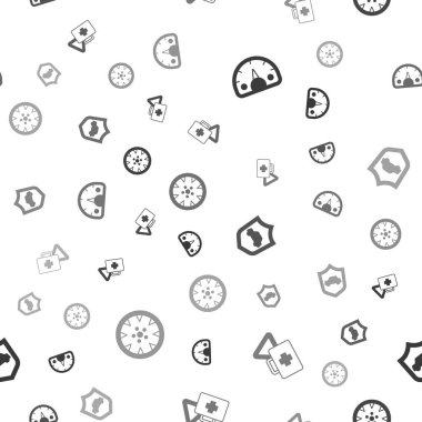 Hız göstergesini, ilk yardım çantasını ve uyarı üçgenini kalkan ve alloy tekerleği düzgün desenli arabayı ayarla. Vektör