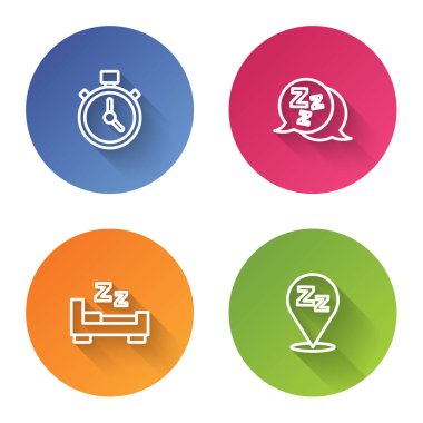 Çizgiyi Kronometre, Uykucu, Zaman uykusu ve... Renkli daire düğmesi. Vektör
